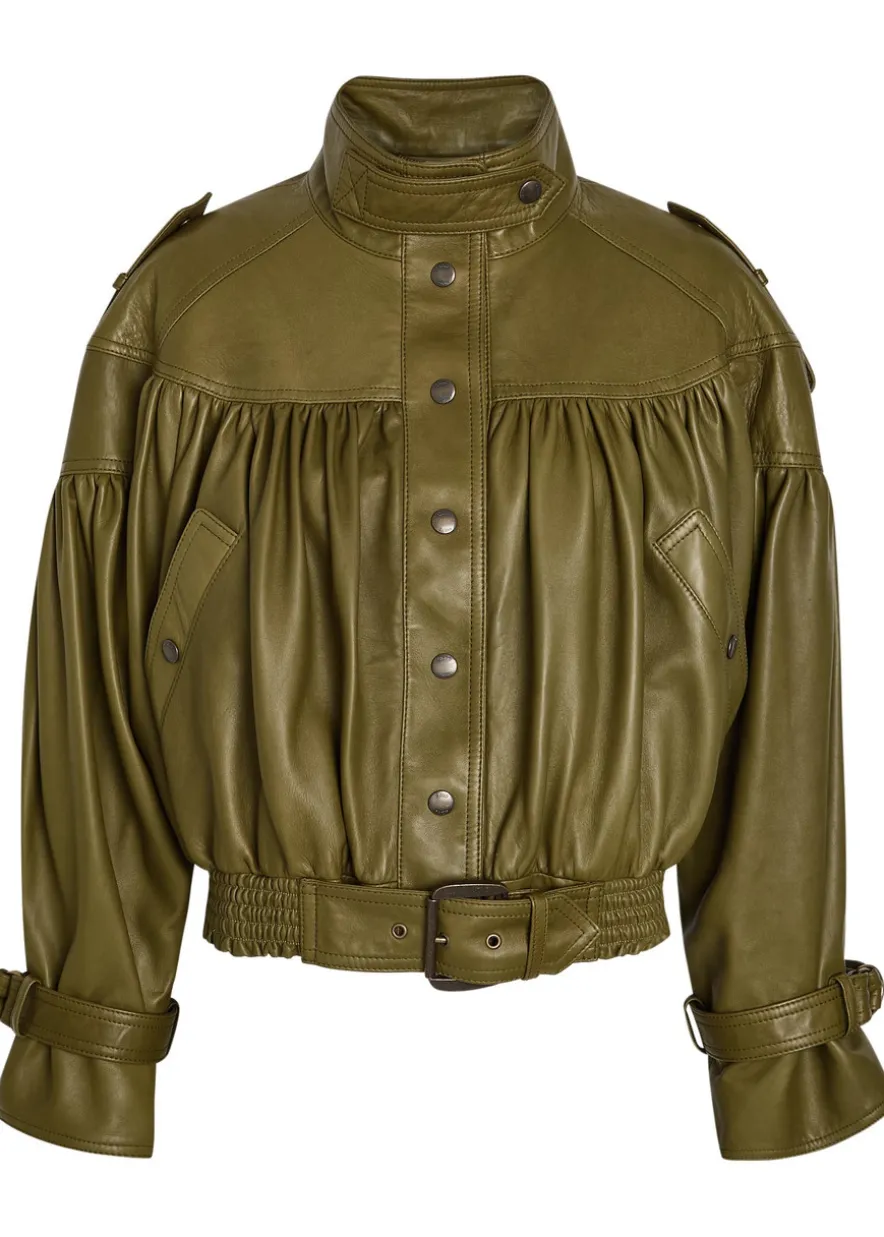 Cropped leather jacket