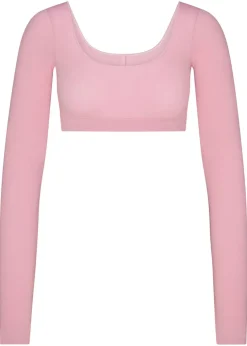 Cropped ribbed wool-blend top