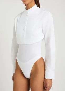 Cropped shirt cotton bodysuit