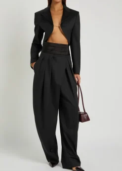 Cropped silk and stretch-wool jacket