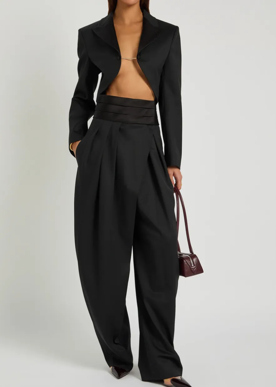 Cropped silk and stretch-wool jacket