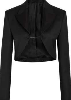 Cropped silk and stretch-wool jacket
