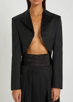 Cropped silk and stretch-wool jacket