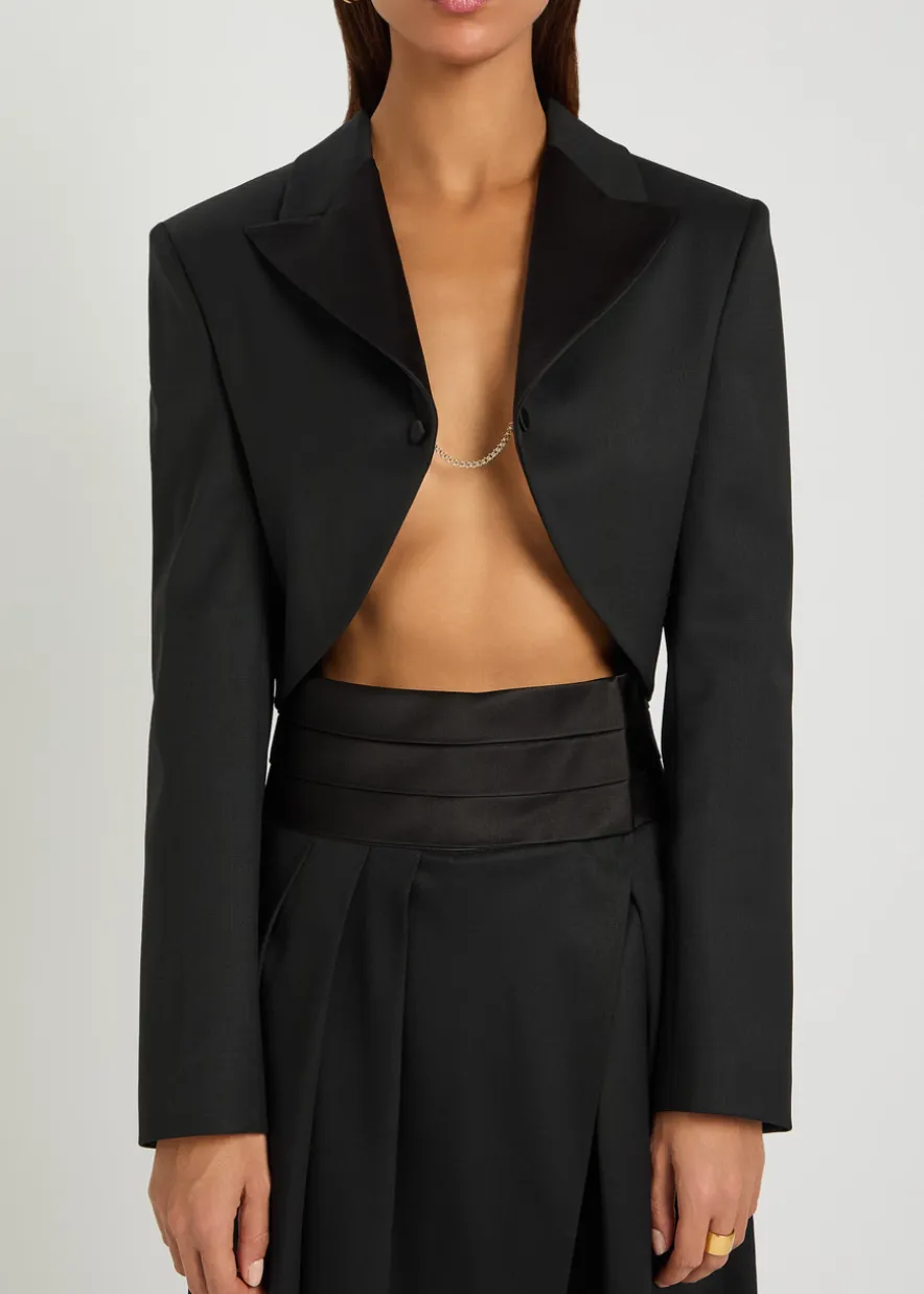 Cropped silk and stretch-wool jacket