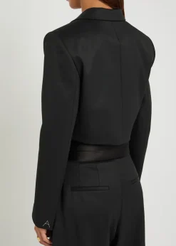 Cropped silk and stretch-wool jacket