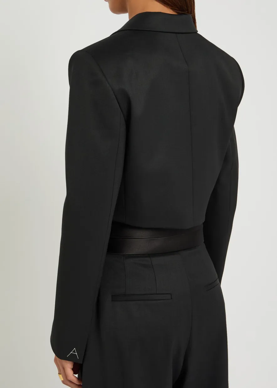 Cropped silk and stretch-wool jacket