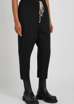 Cropped tapered-leg wool trousers