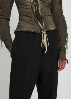 Cropped tapered-leg wool trousers