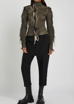 Cropped tapered-leg wool trousers