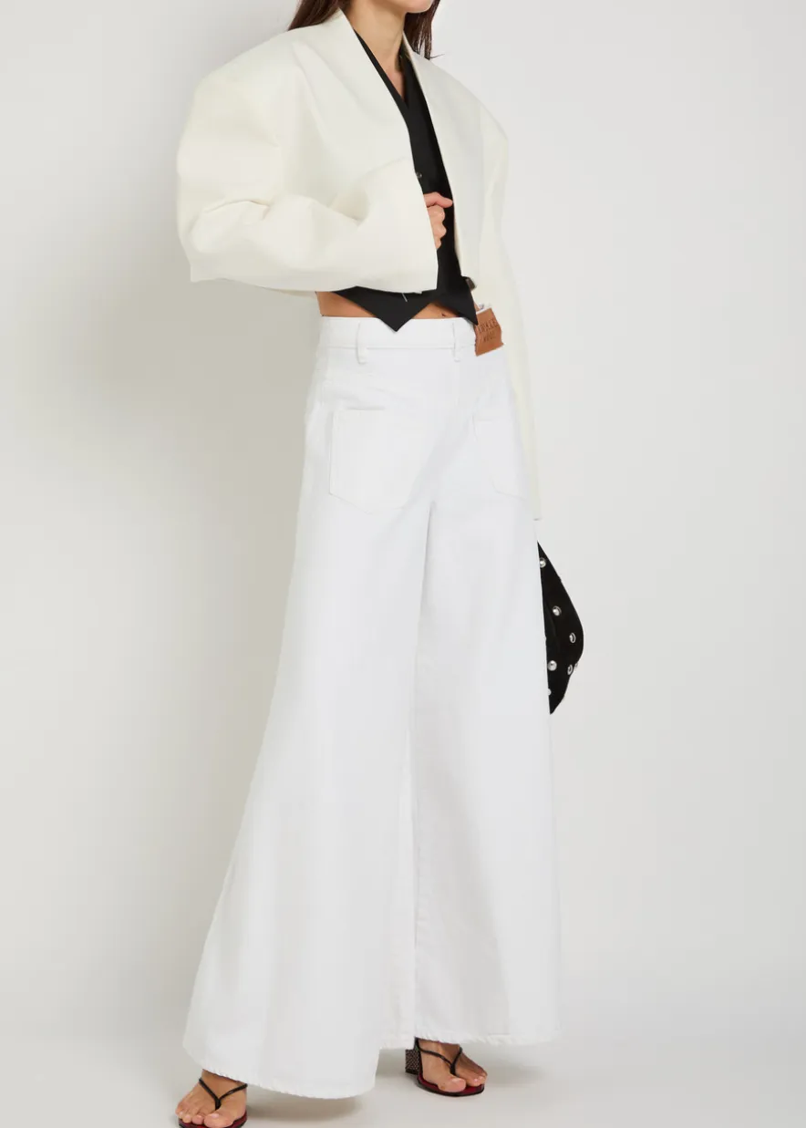 Cropped woven tuxedo jacket