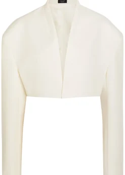 Cropped woven tuxedo jacket
