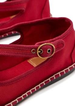 Cross-over grosgrain espadrille Mary Jane flats