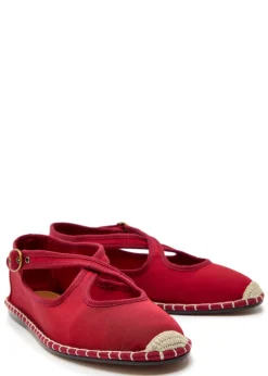 Cross-over grosgrain espadrille Mary Jane flats