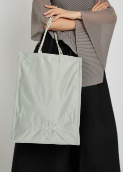 Crumplable logo-embroidered woven tote