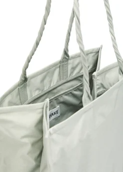 Crumplable logo-embroidered woven tote