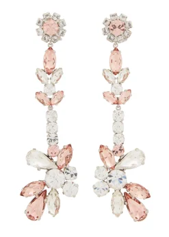 Crystal-embellished clip-on drop earrings