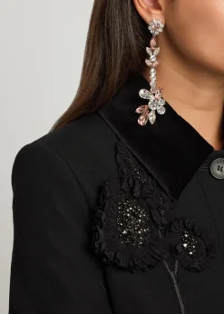 Crystal-embellished clip-on drop earrings