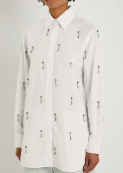 Crystal-embellished cotton-poplin shirt