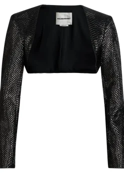 Crystal-embellished crepe cropped jacket