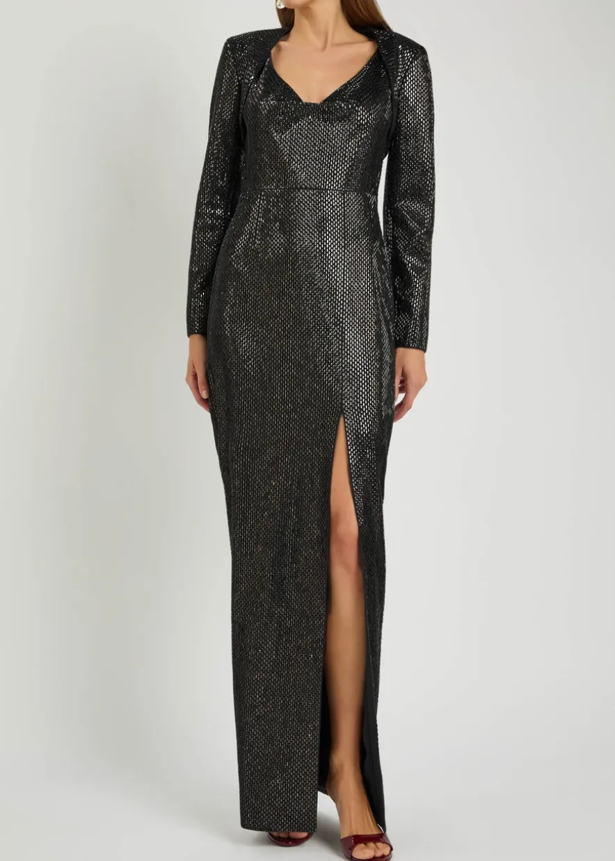 Crystal-embellished crepe cropped jacket