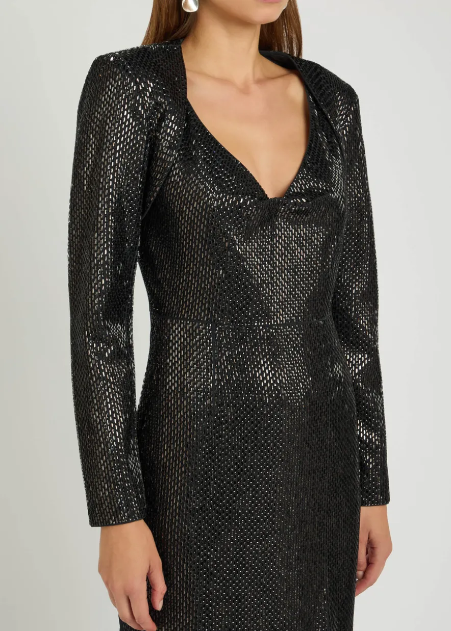 Crystal-embellished crepe cropped jacket
