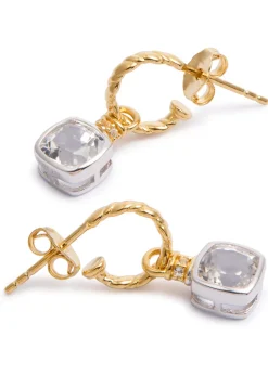 Crystal-embellished 18kt gold vermeil hoop earrings