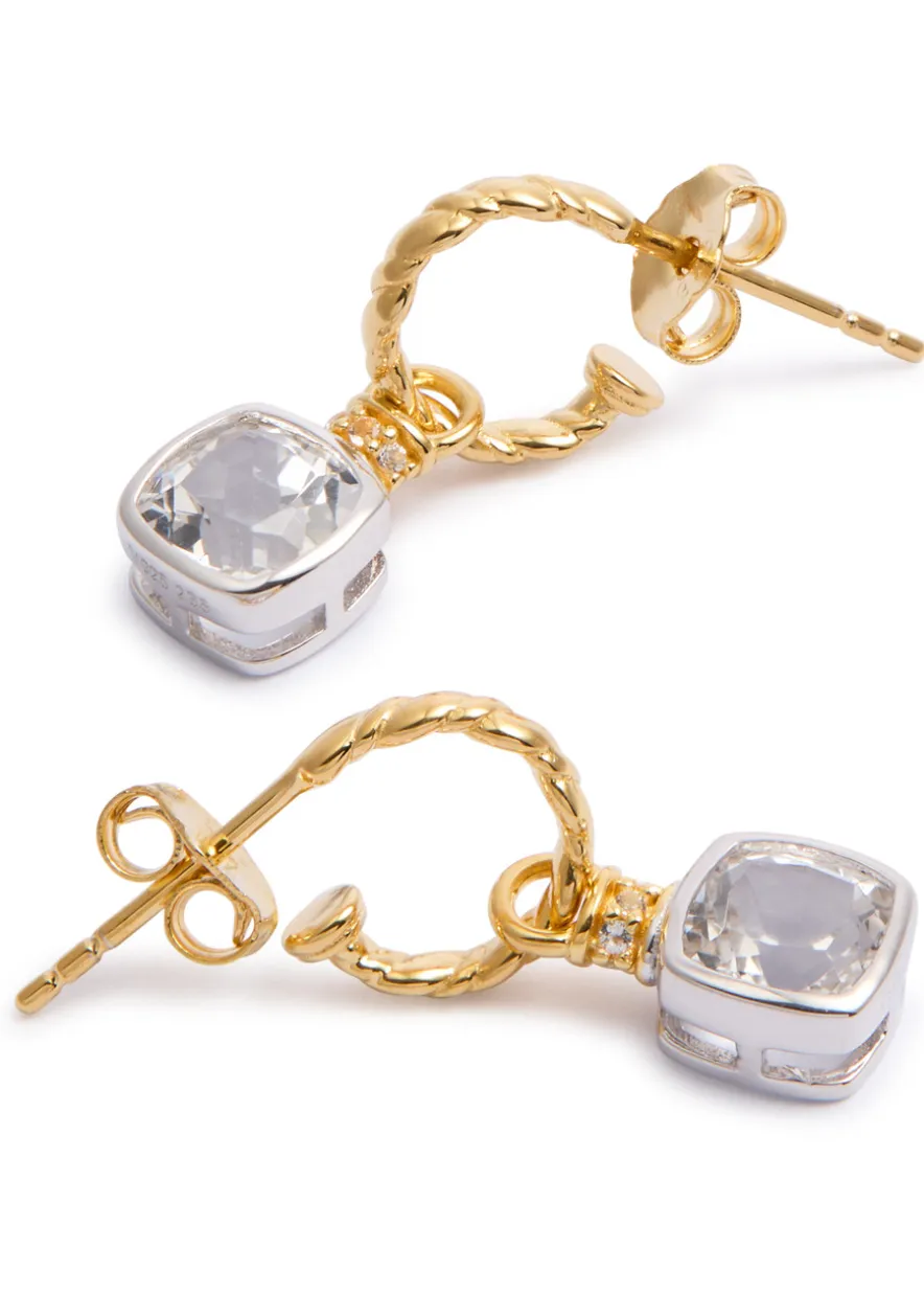 Crystal-embellished 18kt gold vermeil hoop earrings