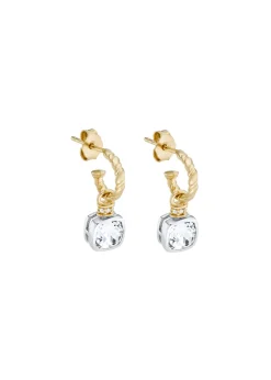 Crystal-embellished 18kt gold vermeil hoop earrings