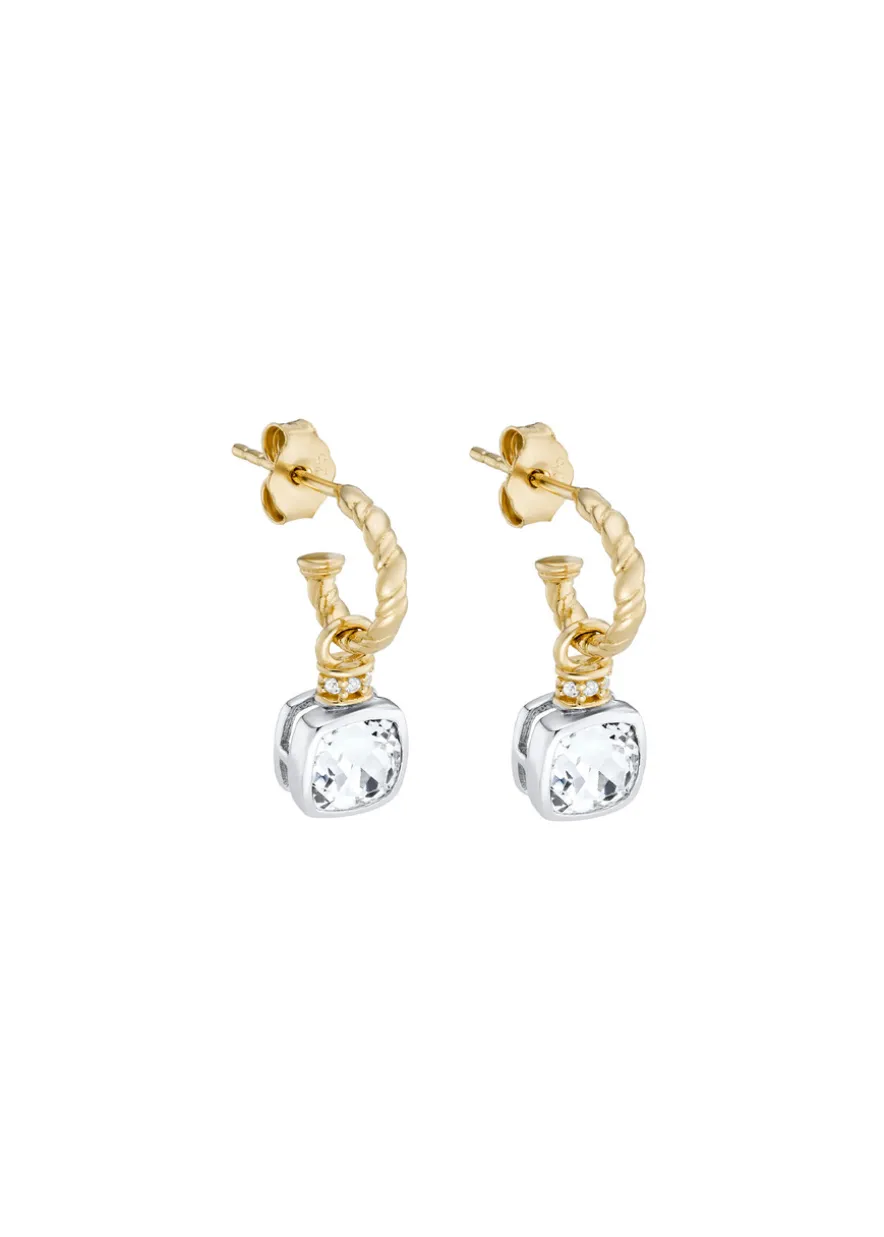 Crystal-embellished 18kt gold vermeil hoop earrings