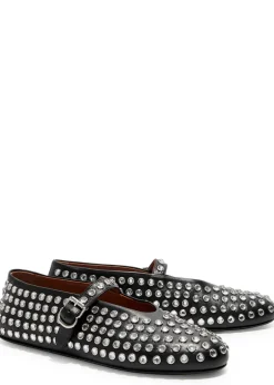 Crystal-embellished leather ballet flats