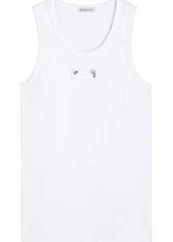 Crystal-embellished logo appliqué stretch-cotton tank