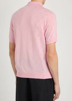 Crystal-embellished merino wool polo shirt