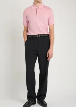 Crystal-embellished merino wool polo shirt