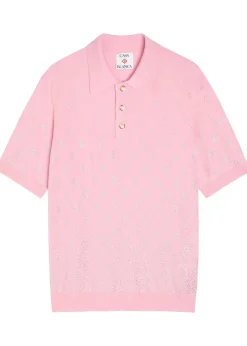 Crystal-embellished merino wool polo shirt