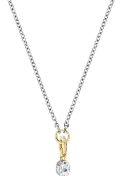 Crystal-embellished rhodium-plated necklace