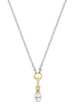 Crystal-embellished rhodium-plated necklace