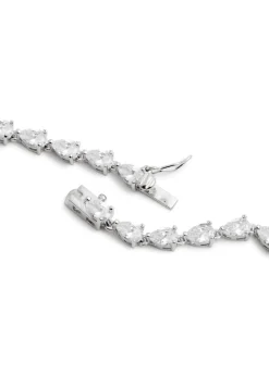 Crystal-embellished rhodium-plated necklace