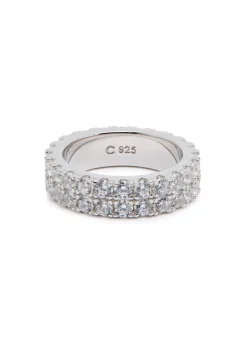 Crystal-embellished sterling silver ring