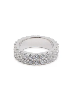 Crystal-embellished sterling silver ring