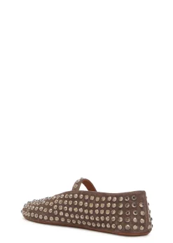 Crystal-embellished suede ballet flats