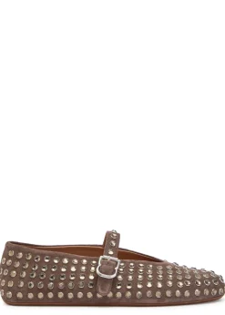 Crystal-embellished suede ballet flats