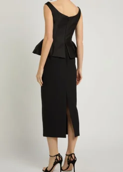 Crystal-embellished taffeta and crepe midi dress