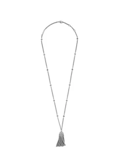 Crystal-embellished tassel necklace