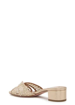 Crystal Lover 35 embellished metallic nappa mules