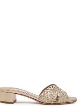 Crystal Lover 35 embellished metallic nappa mules