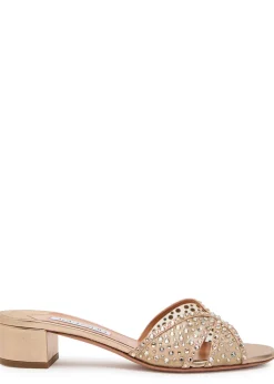 Crystal Lover 35 embellished metallic nappa mules