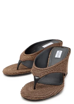 Cube 75 raffia thong wedge mules