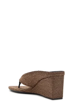 Cube 75 raffia thong wedge mules