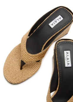 Cube 75 raffia thong wedge mules
