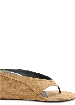 Cube 75 raffia thong wedge mules